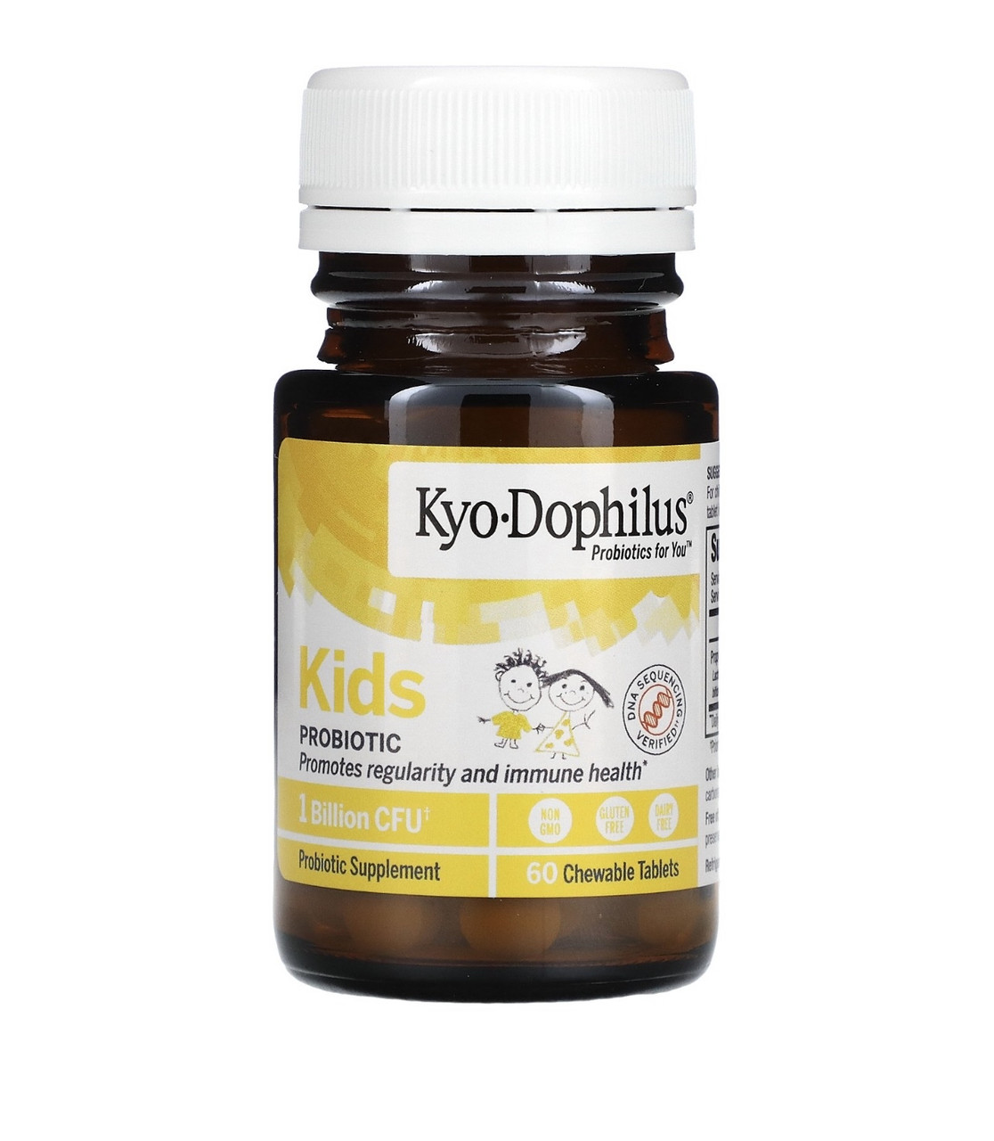 Kyolic смесь пробиотиков для детей, со вкусом ванили, 60 жевательных таблеток - фото 3 - id-p107350905