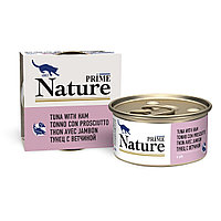 PRIME NATURE Консервированный корм для кошек, тунец с ветчиной в желе, 85 гр
