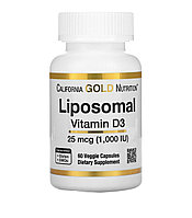 California gold nutrition липосомальный витамин D3, 25 мкг 1000МЕ, 60 растительных капсул