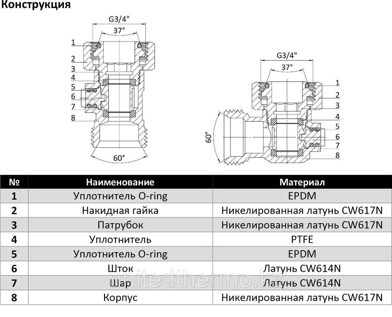 Угловой узел нижнего подключения 3/4"EKх3/4"EK, для двухтрубных систем Varmega - фото 3 - id-p107363740