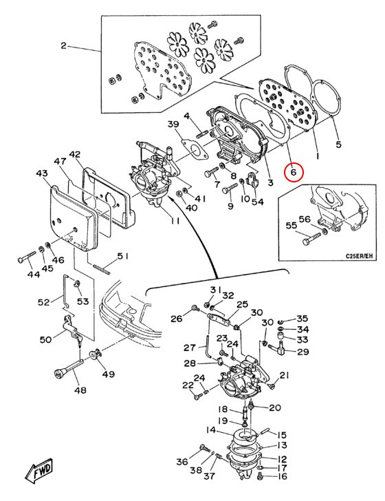 Прокладка коллектора впуска лодочного мотора Yamaha PARAGON Y 20-30 64813645A0