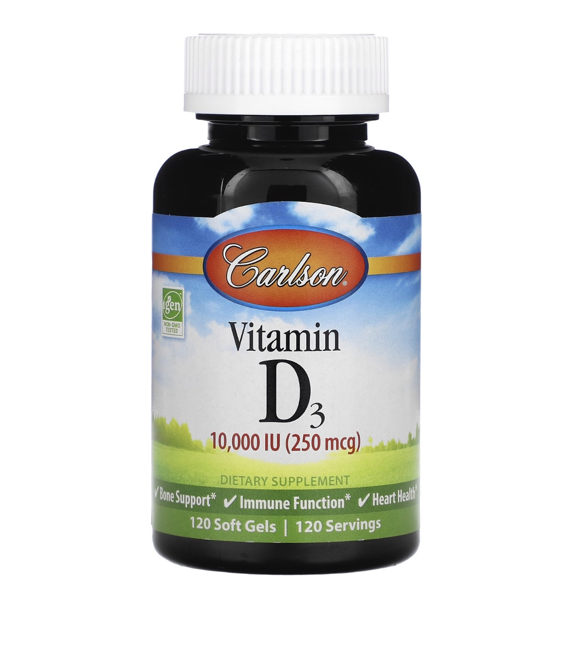 Carlson витамин D3 10000ME, 250мкг, 130 мягких желатиновых капсул - фото 1 - id-p107364249