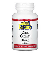 Natural factors цитрат цинка, 15мг, 90 таблеток