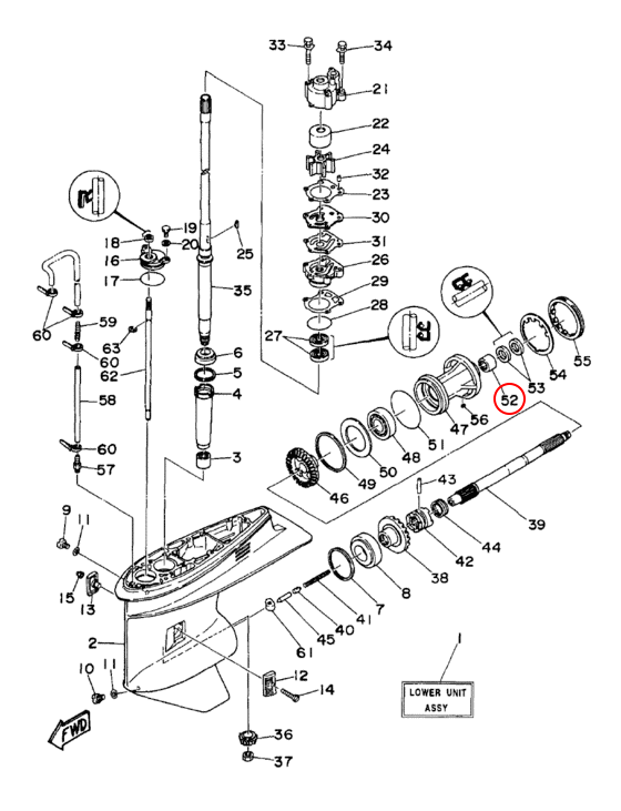 Иголчатый подшипник горизонтального вала Yamaha PARAGON Y 50-90 93317325U0 - фото 1 - id-p107109440