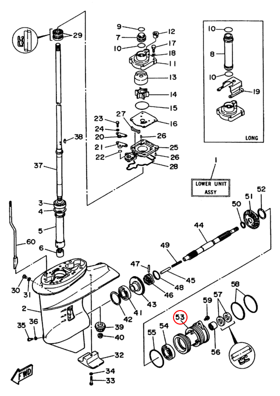 Стакан редуктора в комплекте с подшипниками Yamaha PARAGON Y 30 61N45361018D 61N4536101KIT