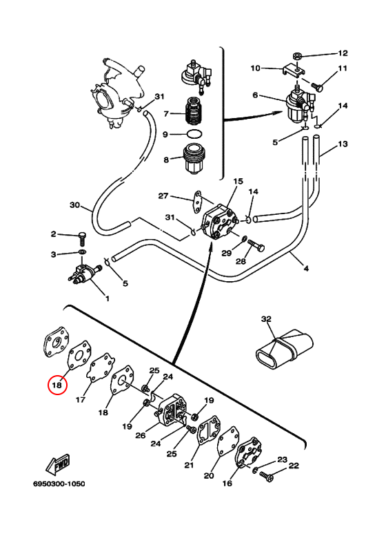 Рем комплект бензонасоса Yamaha PARAGON Y 15-90 648244340100 - фото 1 - id-p107109407