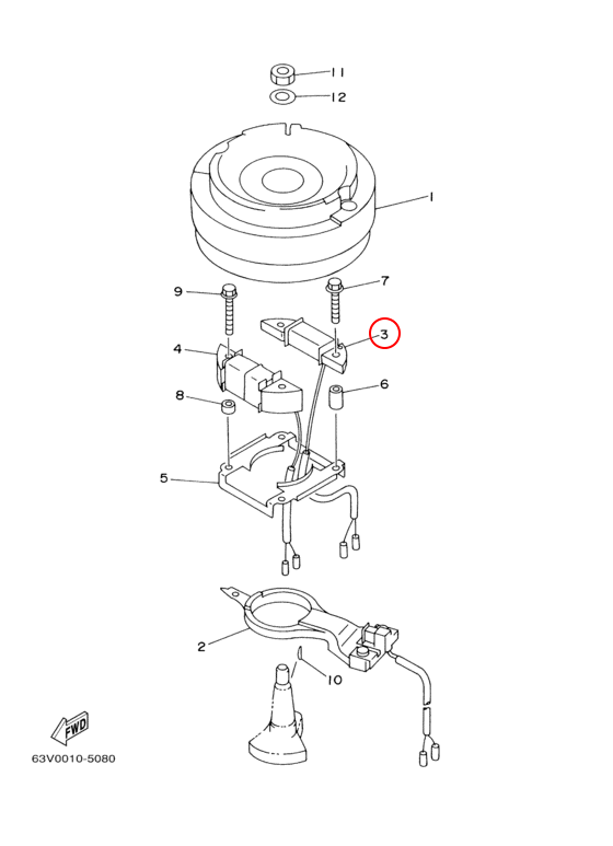 Катушка импульсная лодочного мотора Yamaha PARAGON Y 15 63V8552000