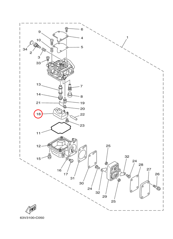 Поплавок карбюратора Yamaha PARAGON Y 15 63V1498500