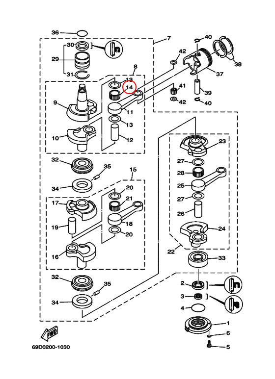 Подшипник шатуна лодочного мотора Yamaha PARAGON Y 60 93310527W1