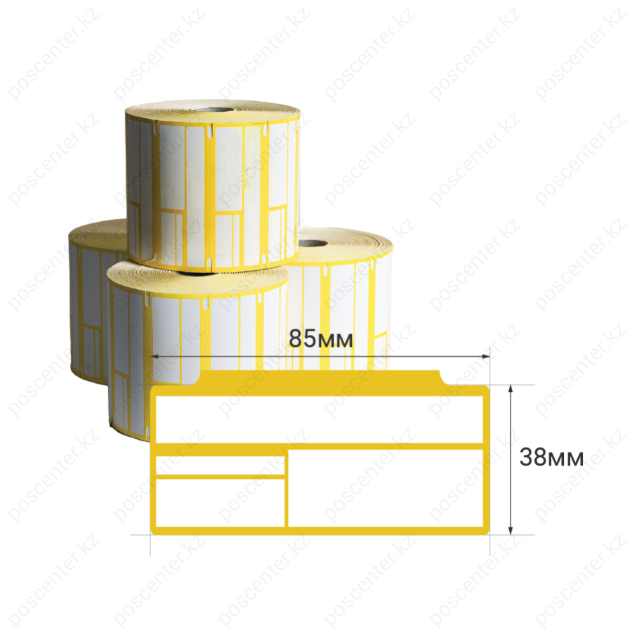 Ценники желтые (1840 шт в руллоне, 27шт в коробке, размер 38мм*85мм) - фото 1 - id-p107364905