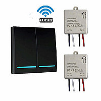 Беспроводной выключатель 2-канальный RF 433Mhz черный + 2 Радиореле