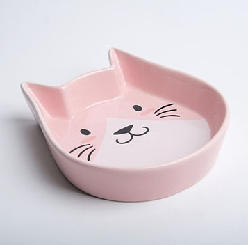 Миска керамика Голова кота, розовая