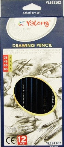 Набор простые карандаши по номерам Yalong 12 штук (2B, 4B,6B,8B) YL191102-12 - фото 1 - id-p107372642