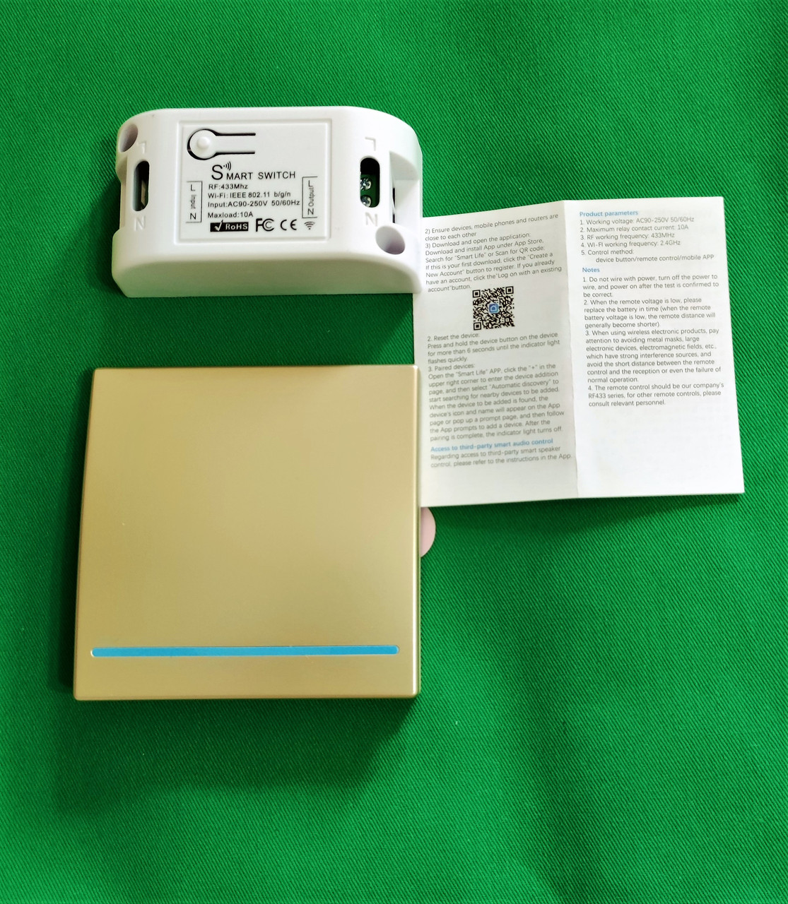 Беспроводной выключатель RF золотой + Радиореле с Wi-Fi Алиса - фото 5 - id-p107376210