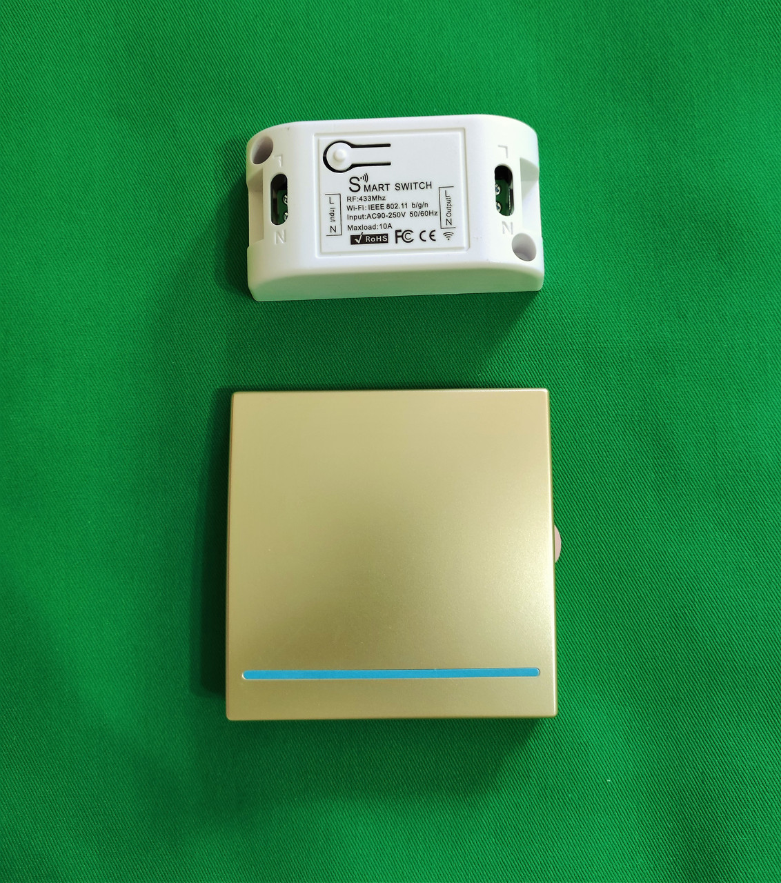 Беспроводной выключатель RF 433Mhz золотой + Радиореле с Wi-Fi