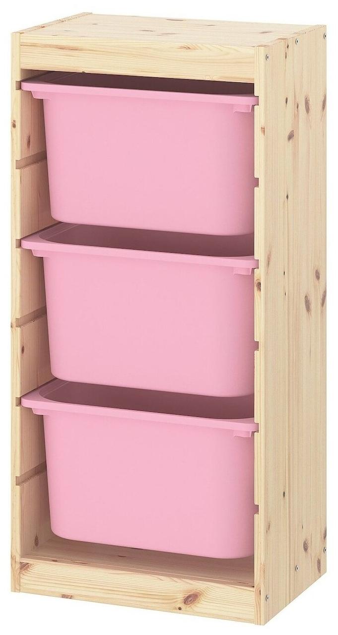 Стеллаж  д/хранения игрушек ТРУФАСТ розовый, сосна ИКЕА, IKEA