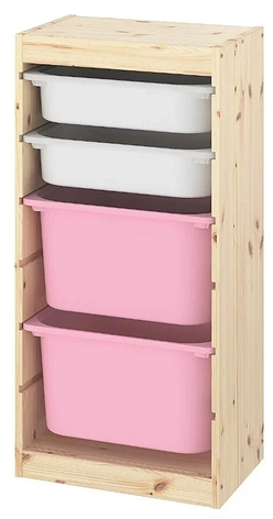 Стеллаж для игрушек ТРУФАСТ розовый/белый 44x30x91 см ИКЕА, IKEA, фото 2