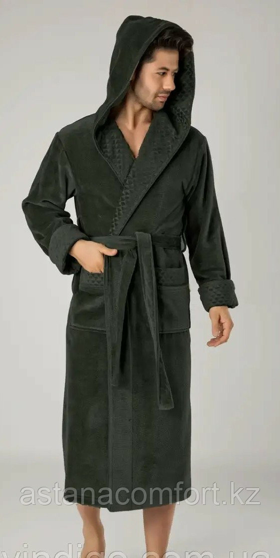 Мужской банный халат с капюшоном. Велюр-махра. Турция (id 107392376)