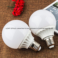 Декоративная круглая лампочка пластиковая белая G80 E27 LED 7+7W Пластиковый корпус 3color шар