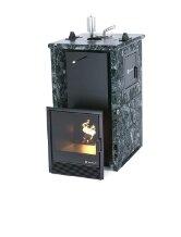 Печь для бани ИзиСтим Сочи М2 Premium в трехстор. кожухе из пироксенита вход слева закр. верх