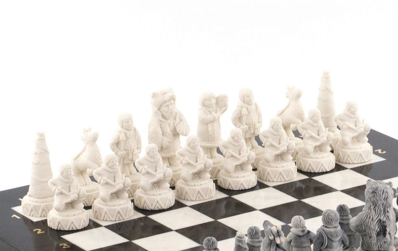 Шахматы сувенирные "Северные народы" доска 40х40 см камень мрамор - фото 3 - id-p80872056