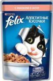 Felix, с лососем в желе Феликс Влажный корм кусочки пауч для кошек, 85г