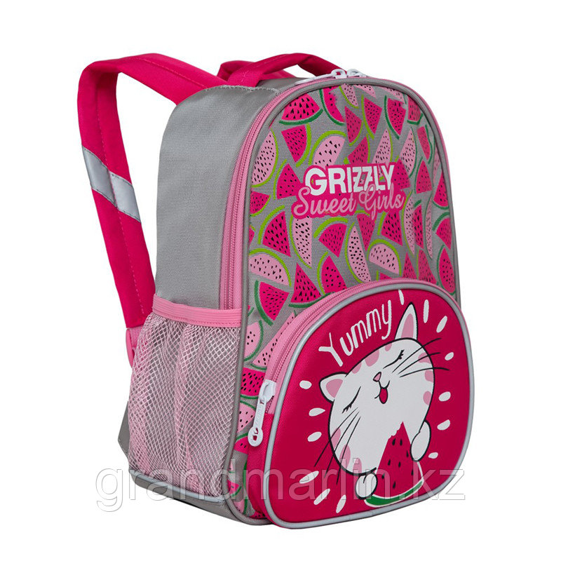 Рюкзак детский Grizzly, 23*30*11см, 1 отделение, 3 кармана, укрепленная спинка, розовый/серый - фото 1 - id-p107367184