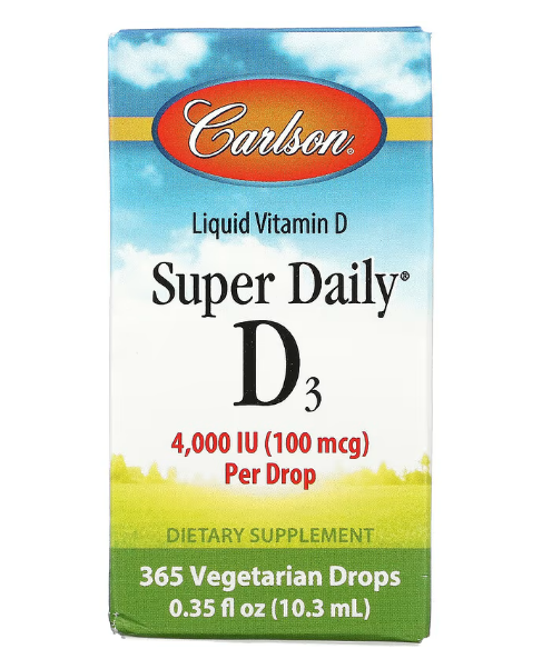 Carlson, Super Daily D3, 100 мкг (4000 МЕ), 10,3 мл (0,35 жидк. Унции)