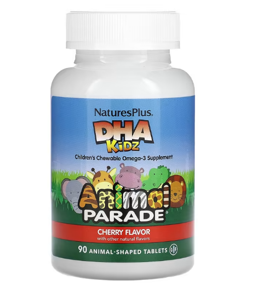 NaturesPlus, Source of Life, Animal Parade, ДГК для детей, детские жевательные таблетки, натуральный вишневый