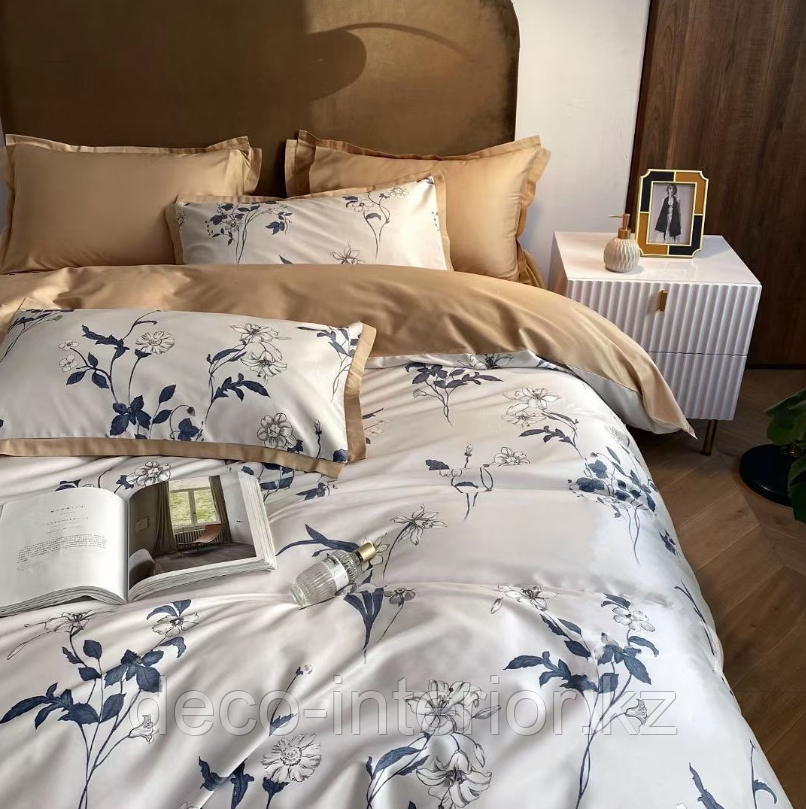 Комплект постельного белья из египетского хлопка с растительным принтом - фото 2 - id-p94021579