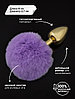 Золотистая анальная пробка с сиреневым хвостиком - Пикантные штучки, 6 см, фото 2