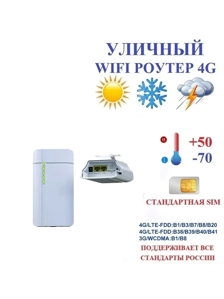 Уличный модем роутер 4G 3G LTE WiFi беспроводной 300 мб/с SIM карты СИМ Tele2 Билайн Актив Kcell Altel - фото 5 - id-p107419345