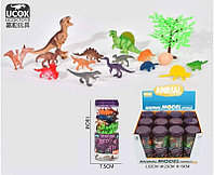 4001B Мир Юрского периода 14шт динозавров в колбе (яйцо и дерево) цена за 1шт (19*8см)