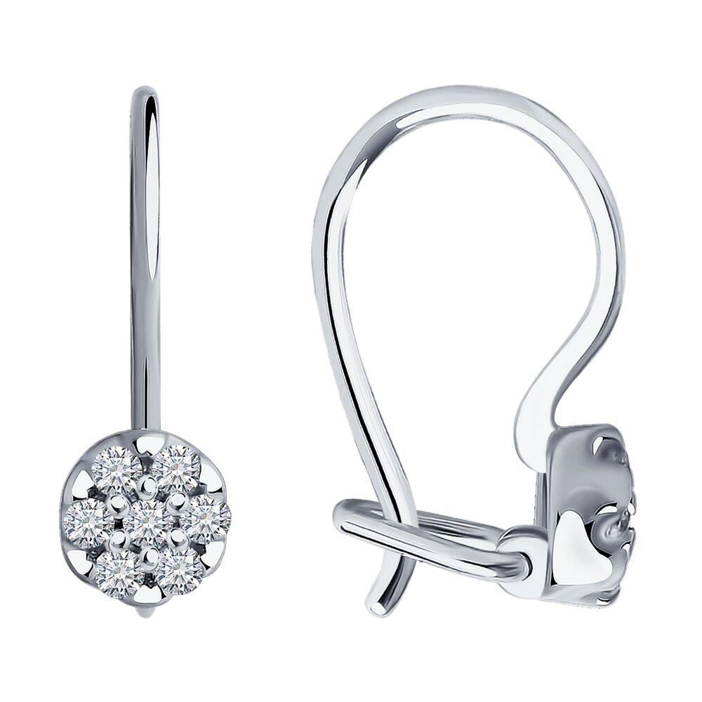 Серьги из серебра с фианитами SOKOLOV 94021307  вставка  , с французким замком, фото 1