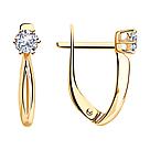 Серьги из серебра с фианитами Diamant 93-120-01376-1 серебро с позолотой, фото 5