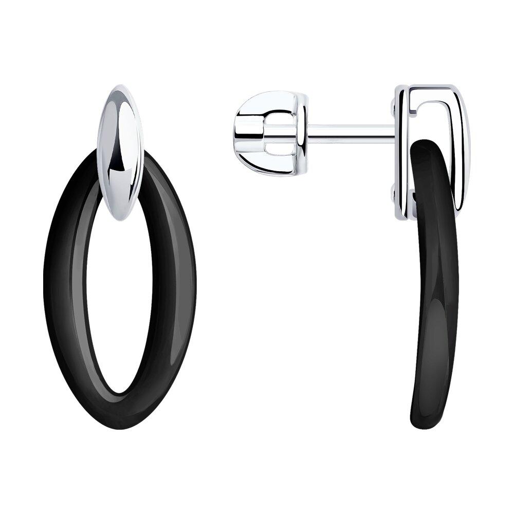 Серьги из серебра с керамическими вставками  94-122-01307-2, фото 1