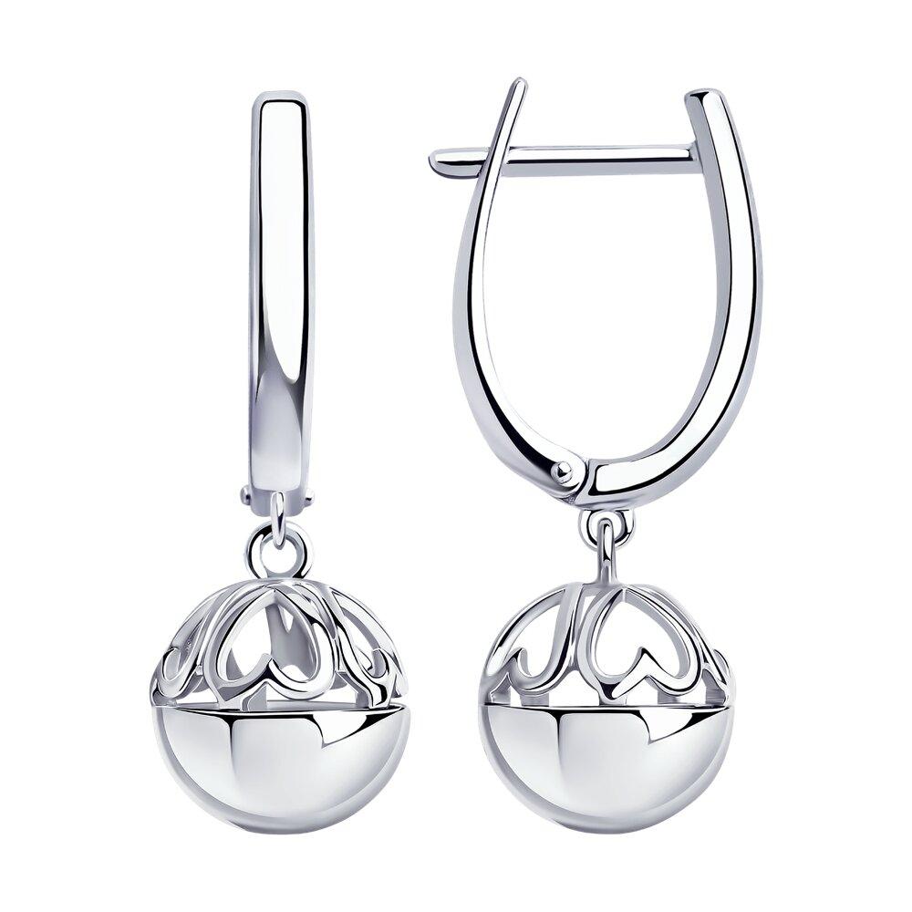 Серьги из серебра Diamant 94-121-00960-1 серебро с родием, фото 1