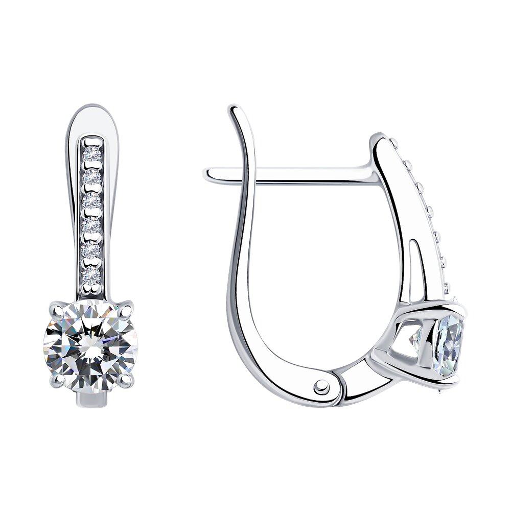 Серьги из серебра с фианитами SOKOLOV 94025925 серебро с родием, с английским замком, фото 1