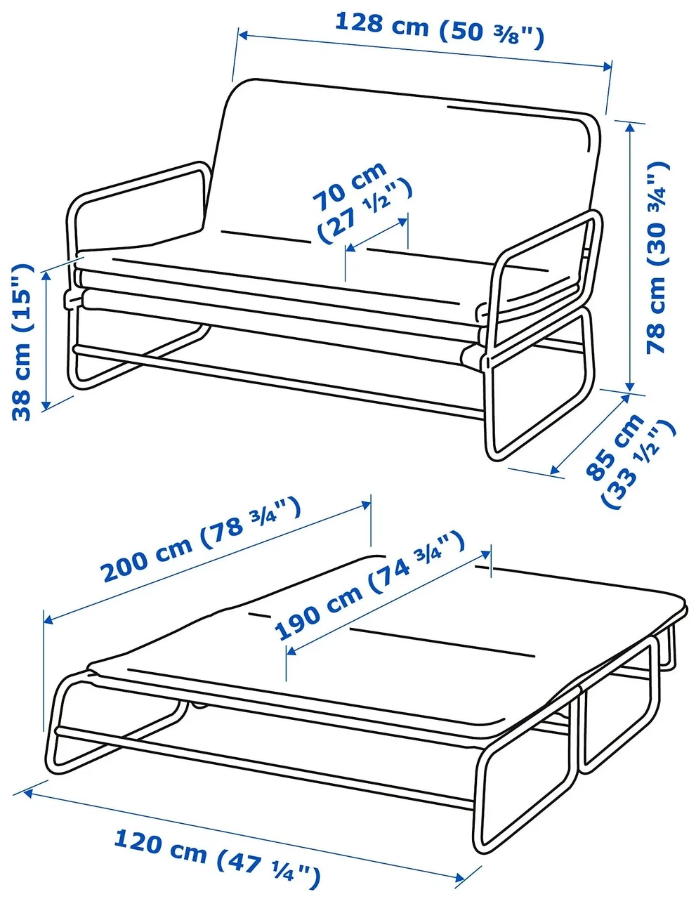 Диван прямой ХАММАРН размер: 128х85 текстиль, темно-серый ИКЕА, IKEA - фото 6 - id-p107422837