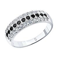 Серебряное кольцо с черными фианитами SOKOLOV 94010063 покрыто родием