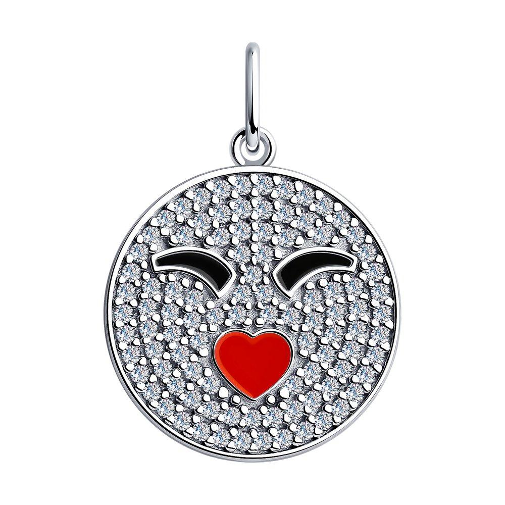 Подвеска из серебра с фианитами и эмалью DIAMANT ( SOKOLOV ) 94-130-01054-1 покрыто родием коллекц. Подарки