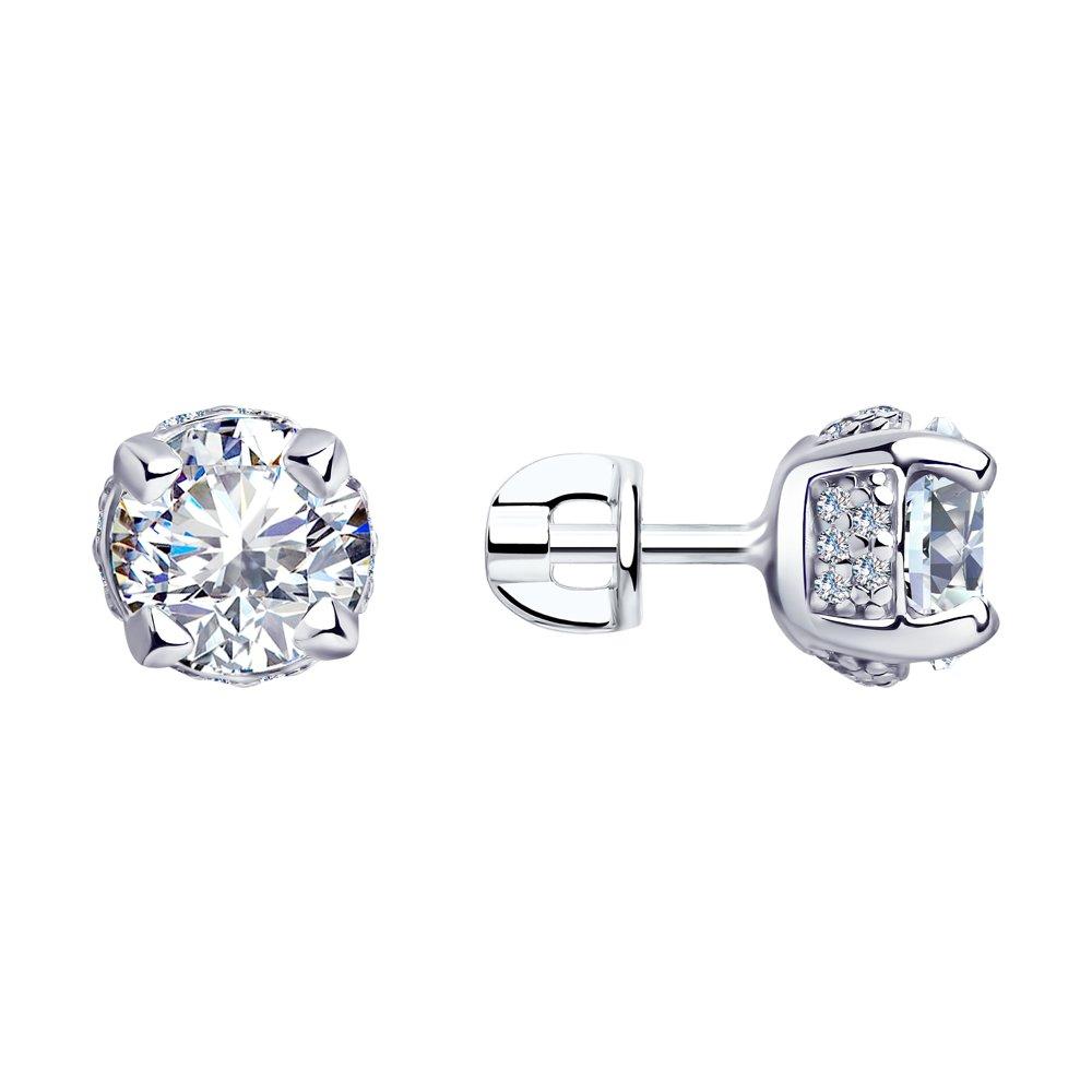 Серьги из серебра с фианитами SOKOLOV 94023408 покрыто родием конго, фото 1