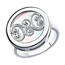 Кольцо из серебра с белым перламутром SOKOLOV 94012049 покрыто  родием