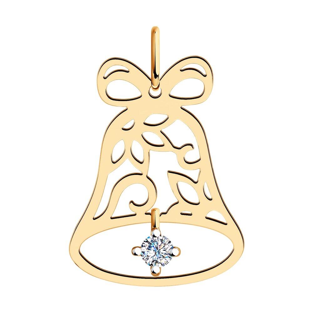 Подвеска из золочёного серебра с фианитом DIAMANT ( SOKOLOV ) 93-130-01024-1 позолота коллекц. Подарки на