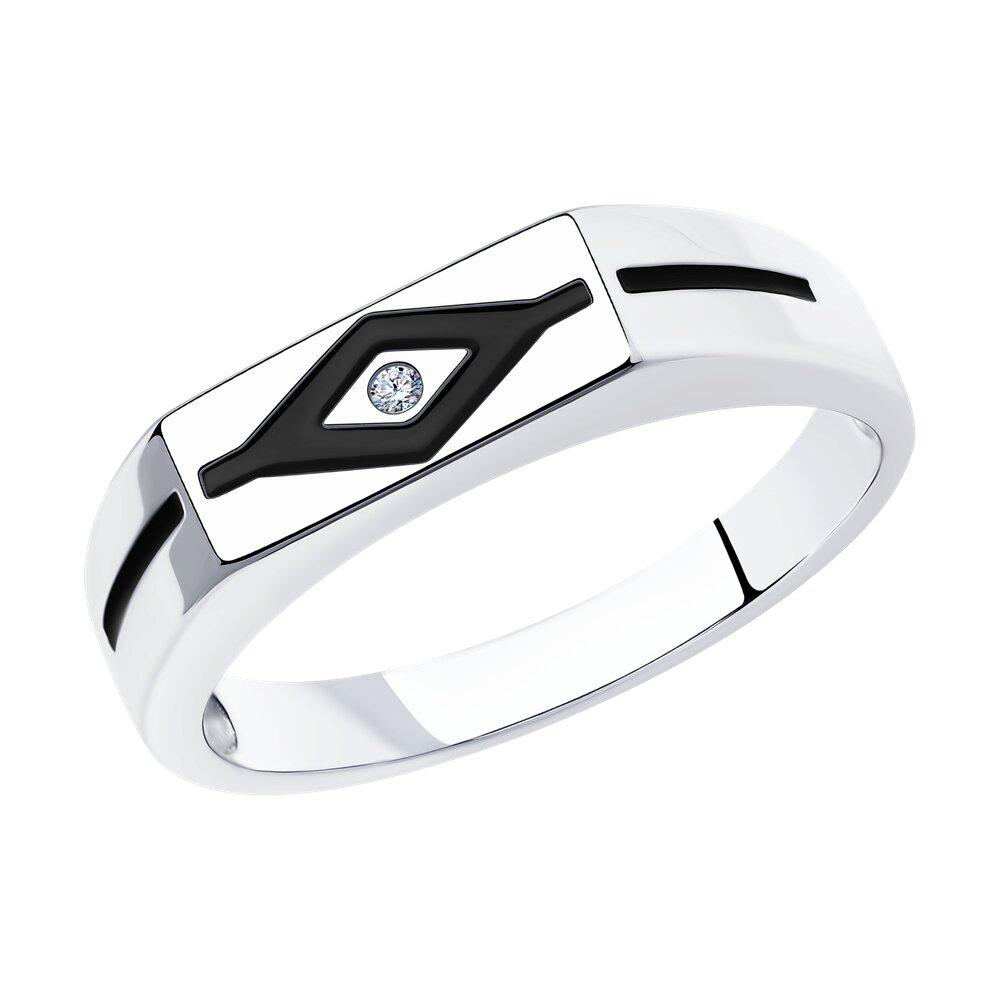 Кольцо из серебра с эмалью и фианитом Diamant 94-112-00781-1 покрыто родием - фото 1 - id-p83966337