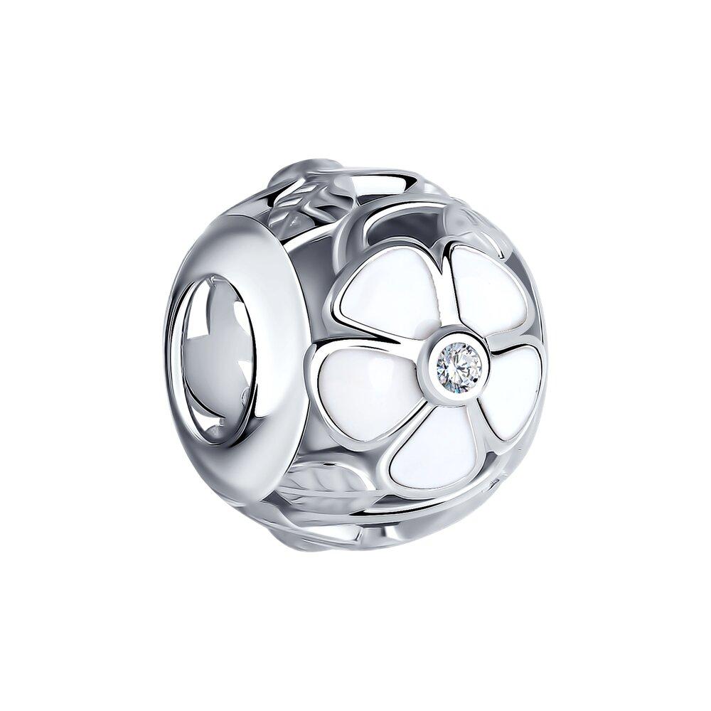 Подвеска-шарм из серебра с эмалью с фианитами SOKOLOV 94031950 покрыто  родием