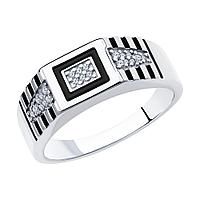 Кольцо из серебра с эмалью и фианитами Diamant 94-112-00722-1 покрыто родием коллекц. Для него