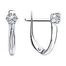 Серьги из серебра с фианитами Diamant 94-120-01376-1 серебро с родием, с английским замком, фото 4