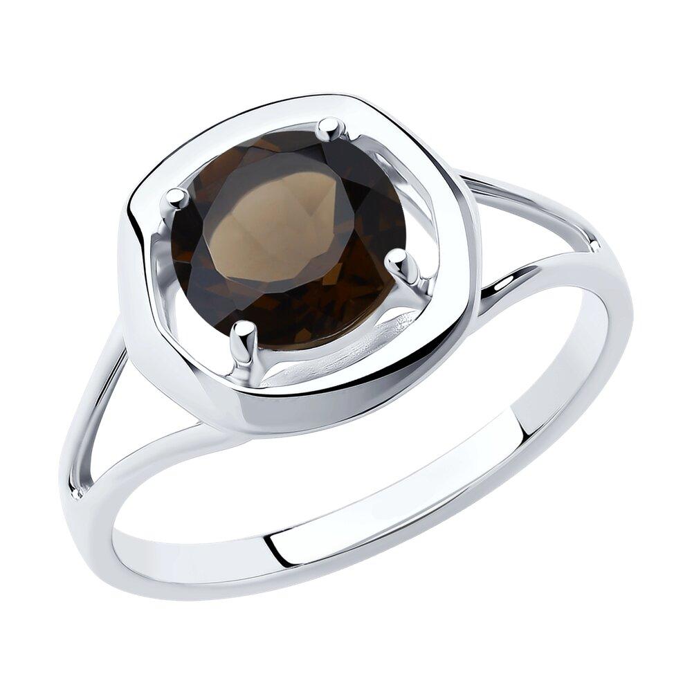 Кольцо из серебра с раухтопазом Diamant 94-310-00552-3 покрыто  родием