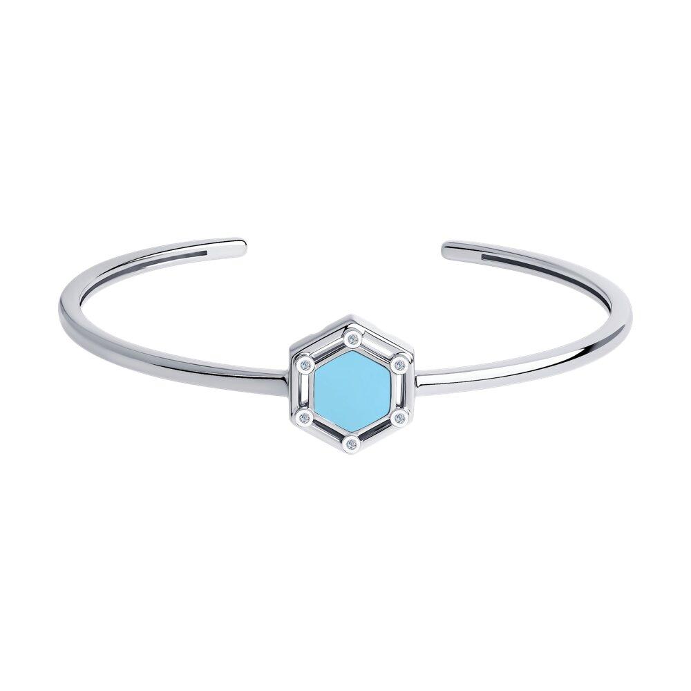 Браслет из серебра с фианитами и эмалью Diamant 94-150-01591-1 покрыто родием, фото 1